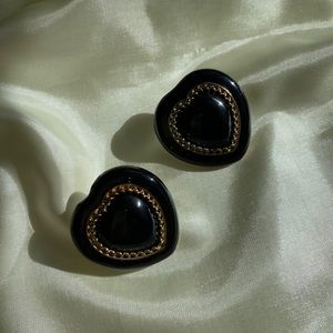 Black & Gold Heart Earrings